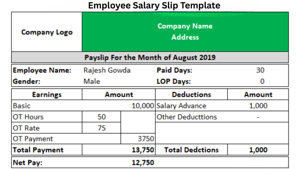Employee Salary Slip Template